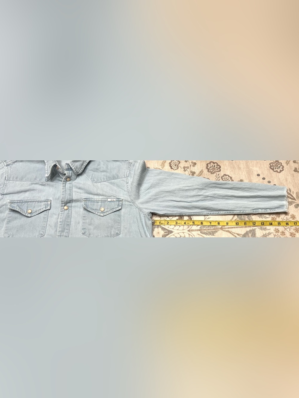 MOTHER The Super Ex's Crop Step Fray Button Down Shirt Small No End In Sight - Picture 12 of 14